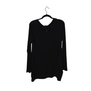 Soft Surroundings Womens Tunic Top Size XS Black Pima Cotton Blend Minimalist